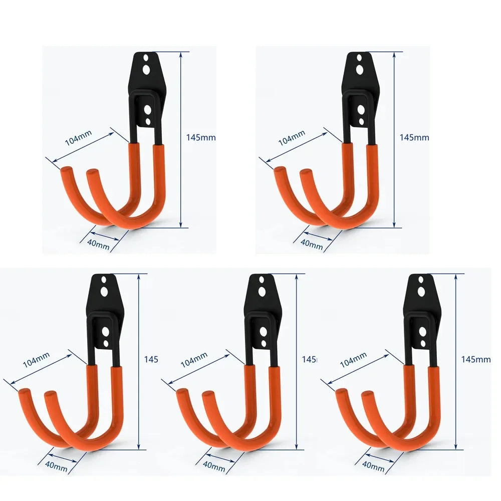 Heavy Duty Garage Hooks,Heavy-Duty Garage Hooks - Wall-Mounted Storage for Power Tools, Bulk Items & Bikes,Garage Organiza Qme 5pcs-2B -Orange