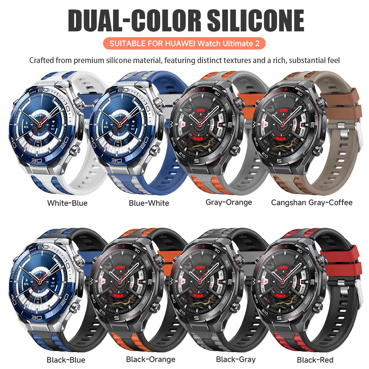 22mm Strap Suitable for Huawei Watch Ultimate 2 Soft and Durable Silicone Nylon Replacement Wristband for GT6 Pro GT5 46mm Qme