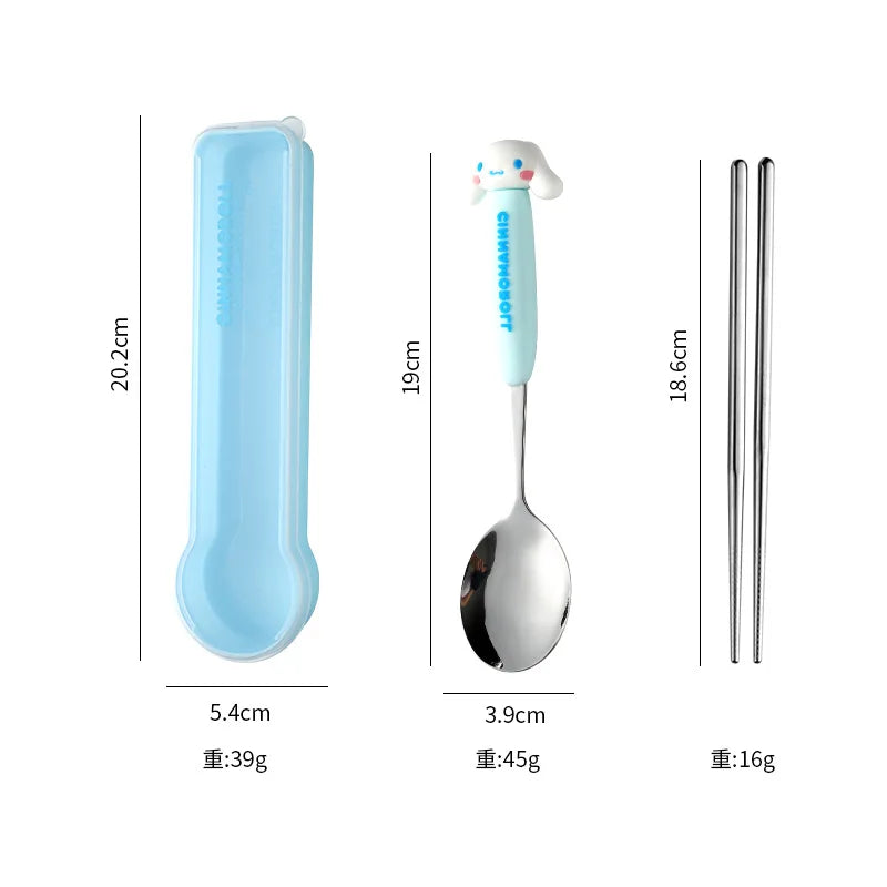 Hello Kitty Kuromi Spoon and Chopsticks Cute and Cartoon-Style Portable Cutlery Set Qme 2