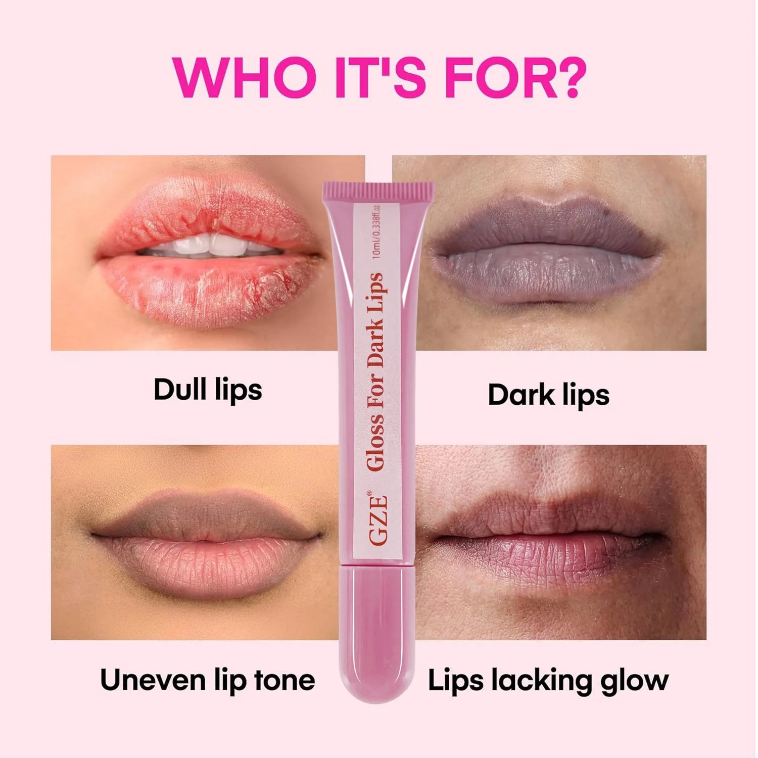 GZE Lip Lightening for Dark Lips: for Smokers, Dry or Uneven-Toned Lips – Restores Natural Look & Moisture Nude, Pink Qme