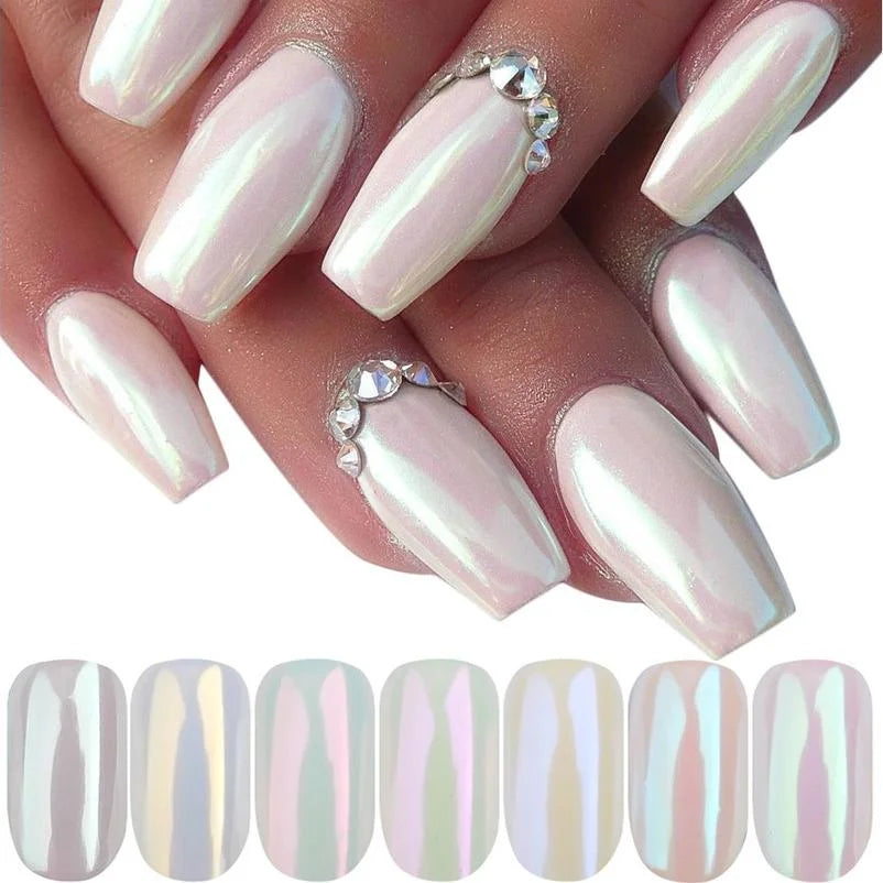6 Bottles Nail Art Glitter Powder Aurora Fine Magic Mirror Decorations Qme