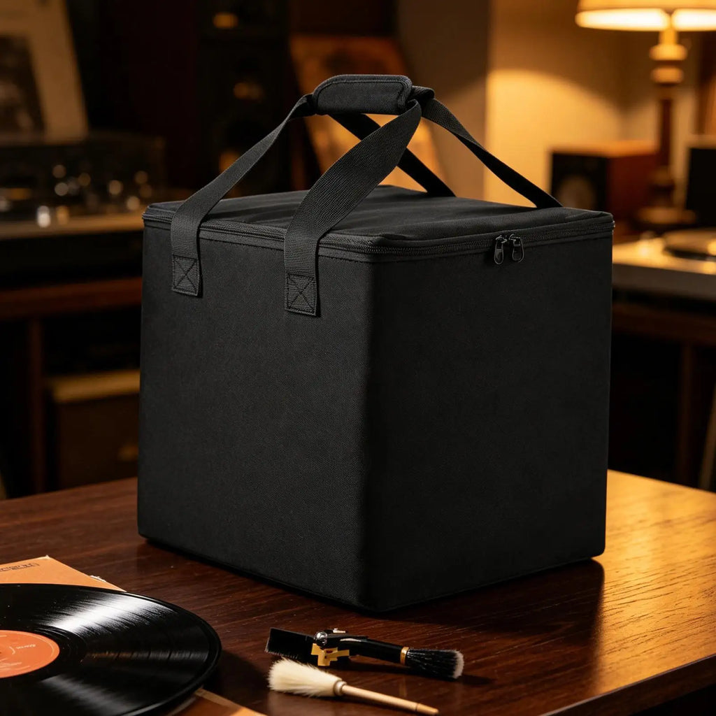 Record Album Storage With Lid Heavy Duty Organizer Holds 50 LP Records Storage Bags For Home Office School Attic Gig Collection Qme