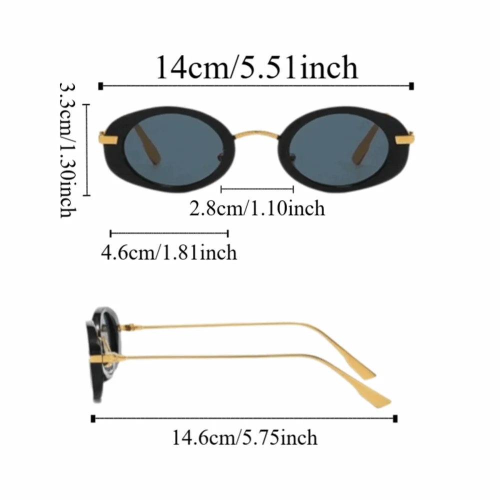 Vintage Retro Oval Sunglasses Small Frame Classic Trendy Fashion Qme