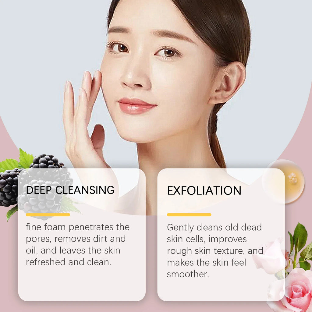 Rice Water Cleansing Mousse Oil Control Deep Cleaning Pores Moisturizing Brightening Soothing Rejuvenation Foam Face Wash Care Qme