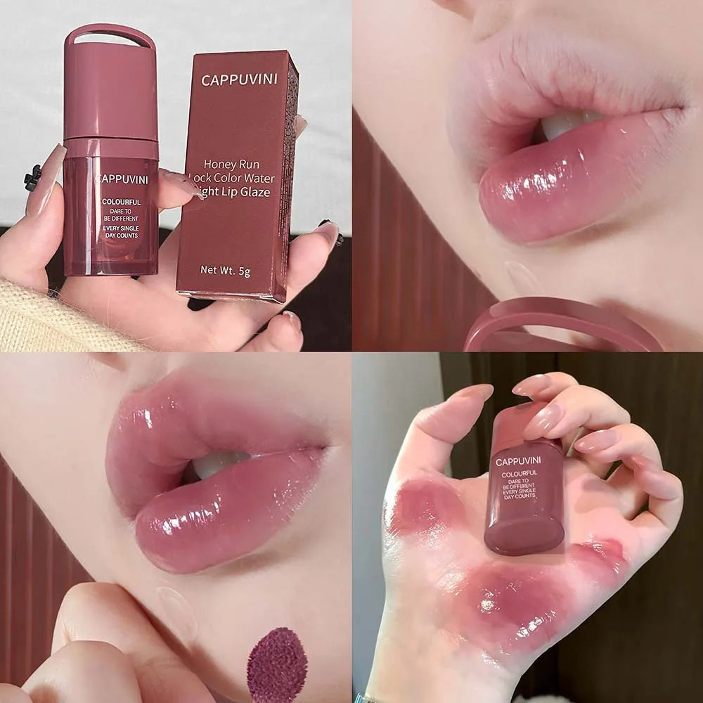Water Light Grey Rose Lip Gloss Moisturizing Long Lasting Non-greasy Jelly Brown Mirror Lip Glaze Plumping Lip Tint Korea Makeup Qme 02