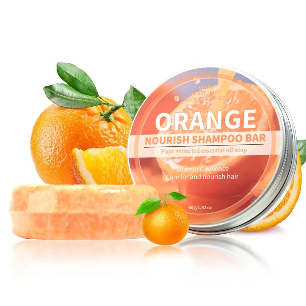 Sweet Orange Essential Oil Plant Shampoo Bar Deep Cleaning Soap Qme