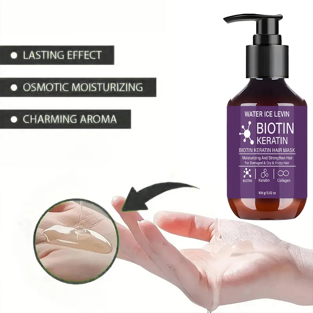 Keratin Biotin Hair Mask, Strengthening & Smoothing Treatment for Dry, Frizzy Hair Qme