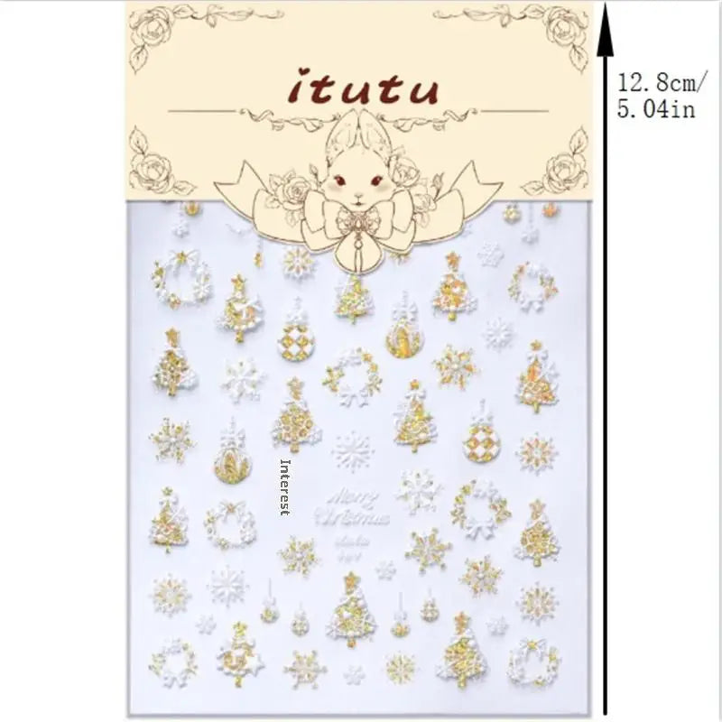 Cute Christmas Bow Colorful Snowflake Tree Nail Art Stickers Girly Qme