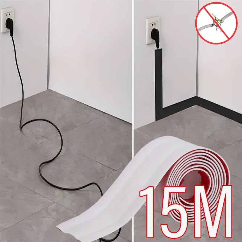 Cable Protector Self-Adhesive Wear Resistant Wire Protection Strips Prevent Trip Floor Cable Cover Cord Insulation Organizers Qme