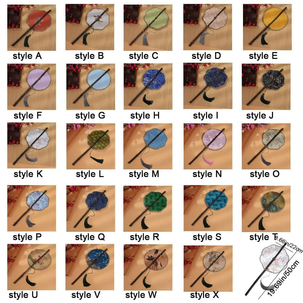 Classical Ancient Style Chinese Bamboo Waist Fan Rollable Foldable Long Handle Fan with Tassel Decorative Group Fan Gifts Qme