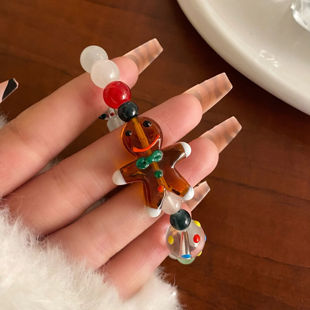 Niche Design Gingerbread Man Cartoon Bracelet - Christmas Minimalist Versatile for Christmas Gift Qme