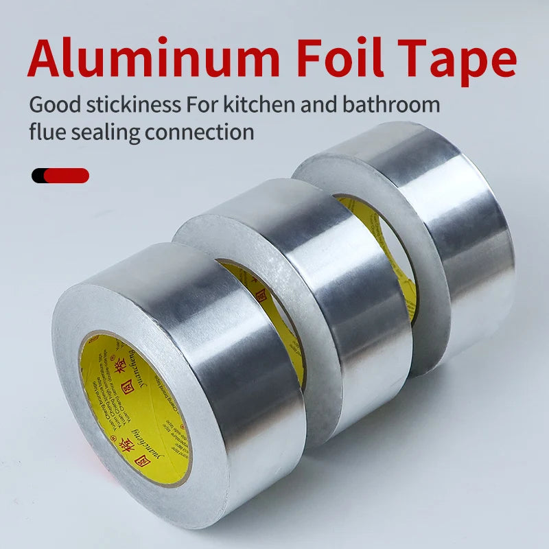 1Roll High Temperature Resistant Aluminum Foil Tape, Waterproof and Oil-proof, Flame-retardant and Sun-proof, Hand-tearable Qme