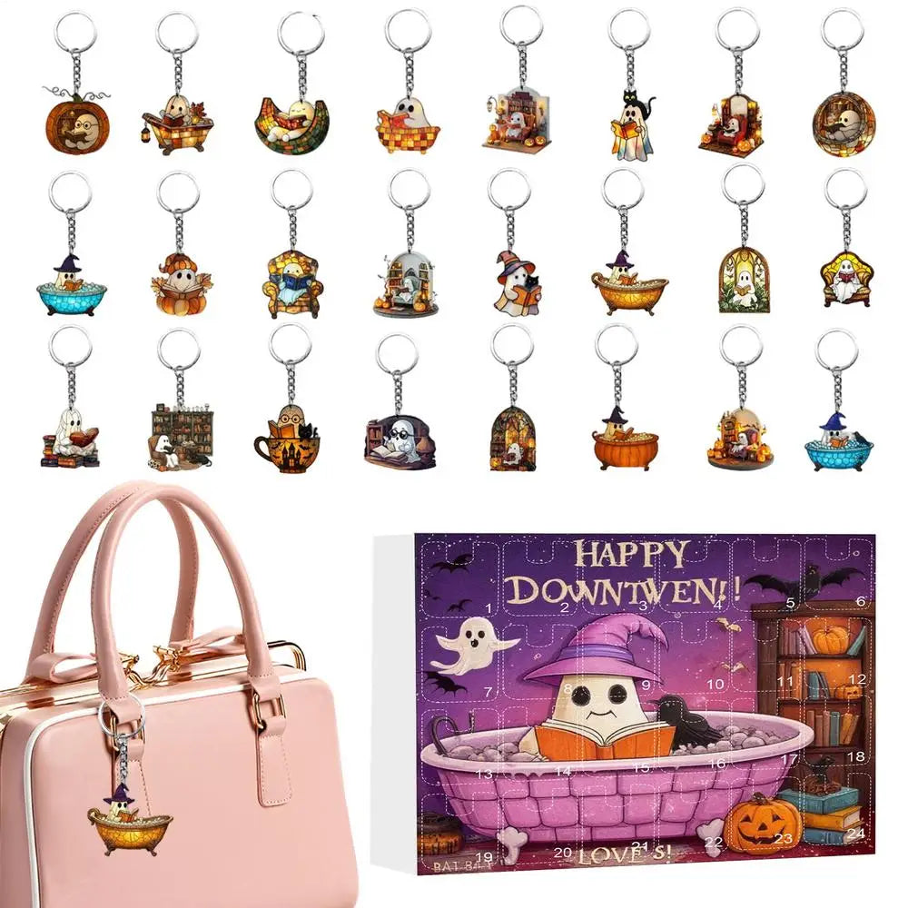 2025 Halloween Count Down Calendar Countdown 24 Keychain Pendants 2D Qme Model A China Mainland 27x18.5x3.5cm