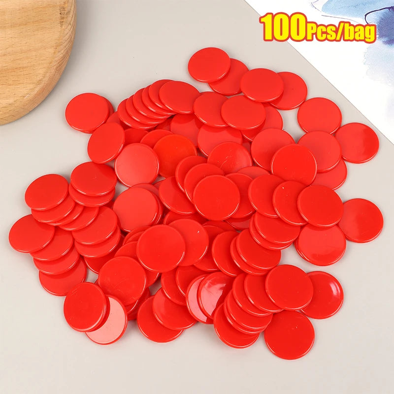 Montessori Learning Education Math Toy Plastic Bingo Chip Markers Qme Red