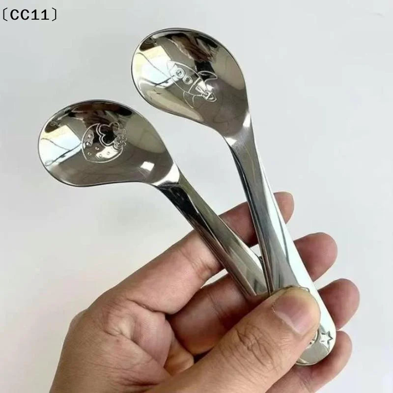 Stainless Steel Round Spoon Net Red Golden Dinner Long Handle Qme