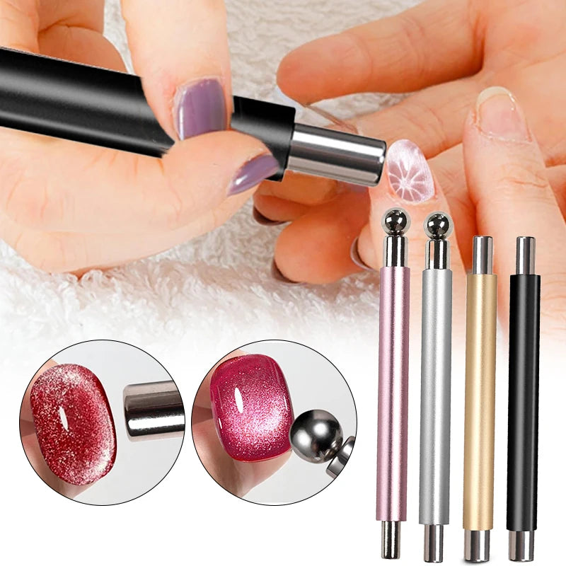 Strong magnetic Long Double Head Nail Magnet Tool Pens Magnetic Cat Eye Gel Polish Nail Art Kit for DIY Salon Studio Or Home Use Qme