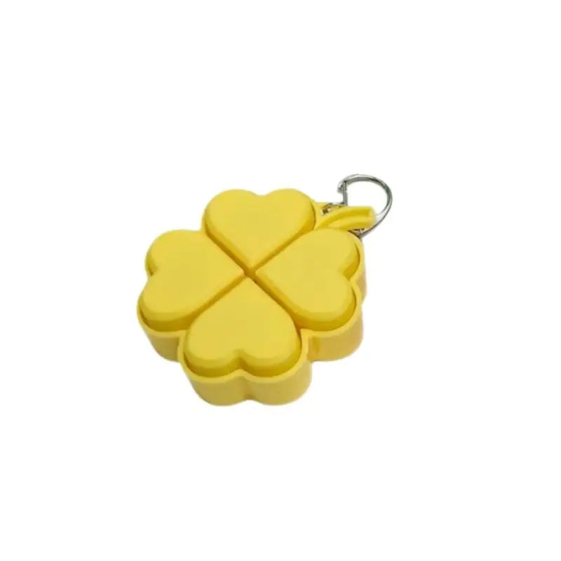 Lucky Four-leaf Clover LED Light Up Keychain Clickable Buttons Stress Qme Yellow