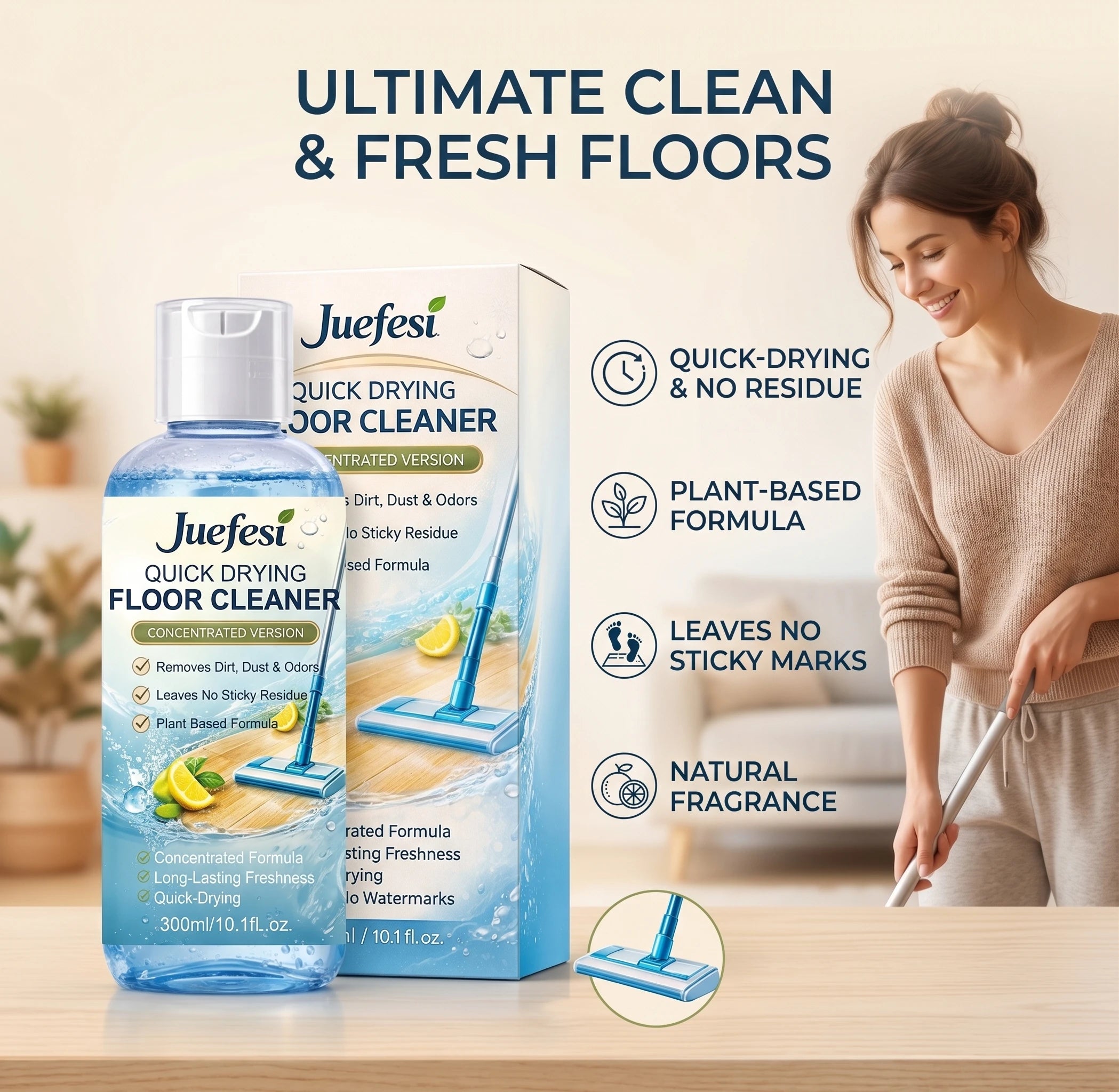 Concentrate Floor Cleaner Removes Dirt & Stains Reduce Odors Fresh Scent Quick Drying No Residue Multi-surface Cleaning Solution Qme
