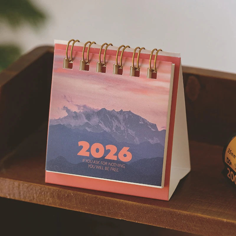 2026 Landscape Mini Desk Calendar Creative Coil Planner Desktop Qme A2