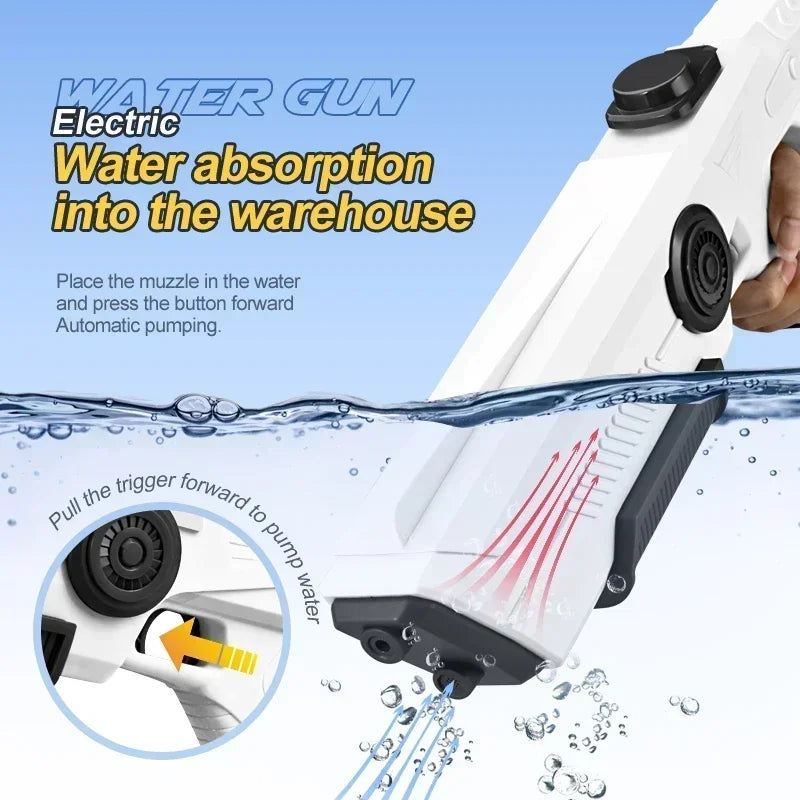 Electric Automatic Water Storage Gun Toys Portable Children Summer Beach Outdoor Fight Fantasy Spray Gun Toys Boy Kid Adult Game Qme