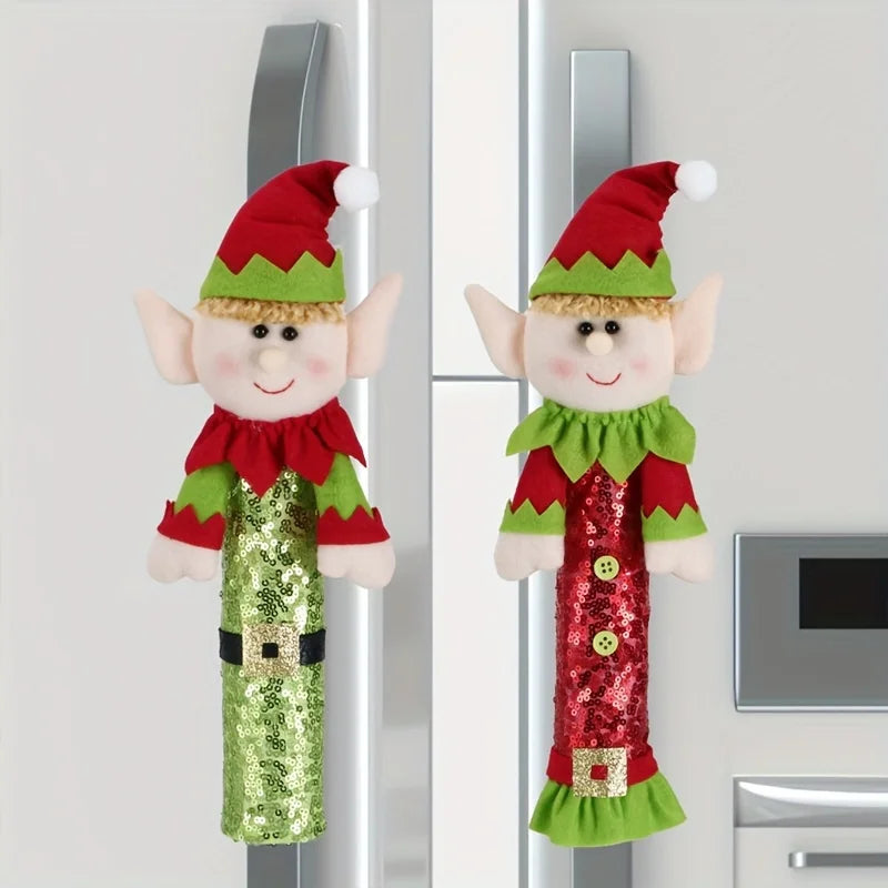 1 pair of Christmas-themed home elf style refrigerator door handles Qme MULTI