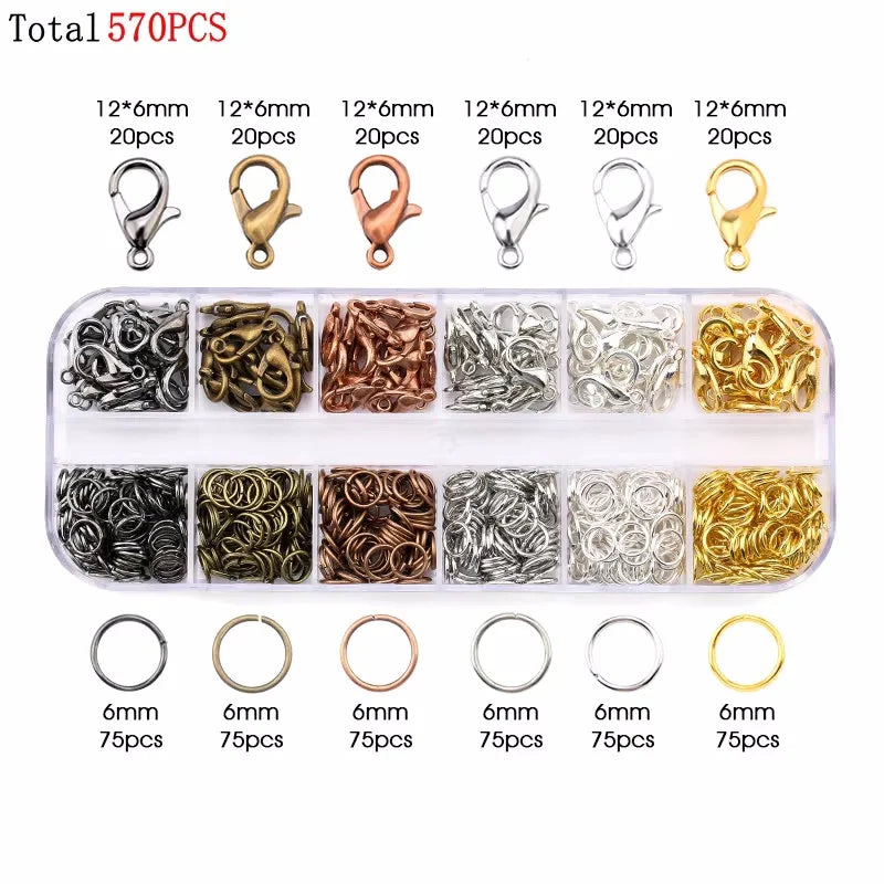 Alloy Accessories Jewelry Findings Set Earring Making Kit Lobster Clasp Open Jump Rings Repair Tools DIY Jewelry Making Supplies Qme 4