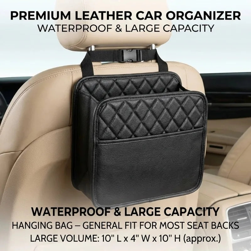 Multifunctional Leather Storage Bag Car Seat Garbage Suitable Most Qme