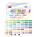 GN Dual Tip Acrylic Paint Markers,Brush Tip Permanent Acrylic Pens For Ceramic,Plastic, Egg,Scrapbook,Art Painting Supplies Qme 60 Pcs-120 Colors