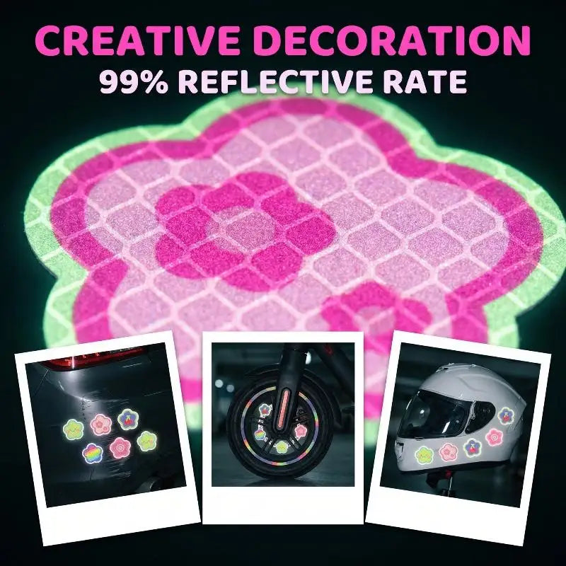 Car Reflective Stickers Helmet Waterproof Decal Hearts Butterfly Qme
