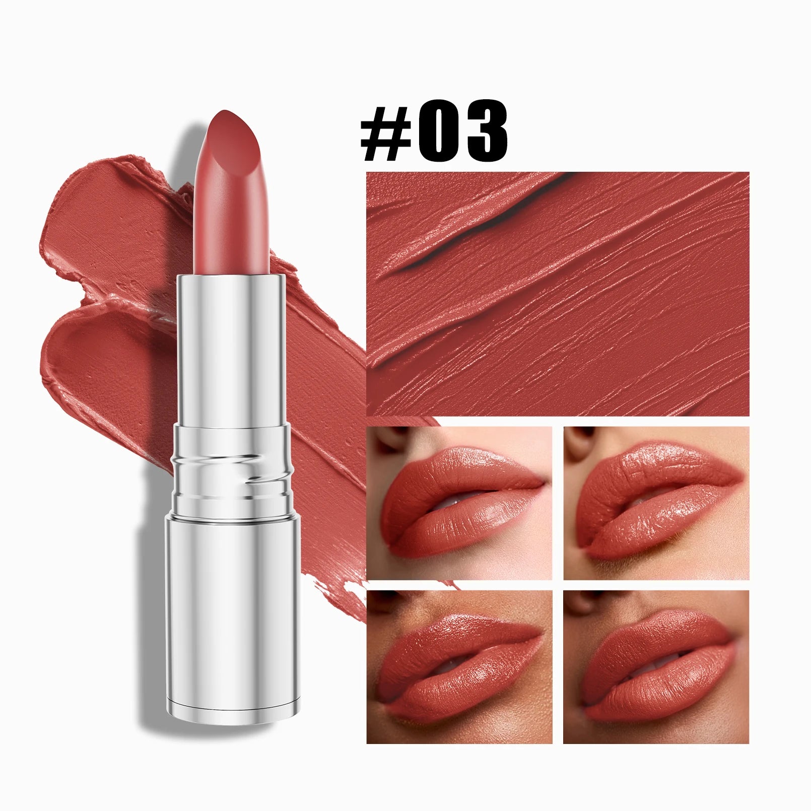 6-Color Matte Lipstick , Non-Fading, Non-Stick Cup Long-Lasting Velvet Finish, Smooth Matte Lip Color Waterproof Smudge-proof Qme M614-3