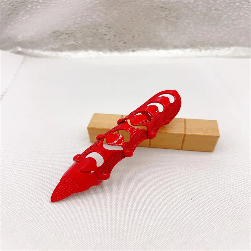 Gothic Scroll Joint Armor Knuckle Metal Full Finger Ring Hip Hop DIY Rings For Girls Wholesale Qme Red
