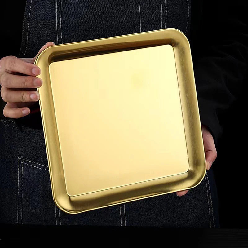 Cafe Restaurant Bathroom Tray Luxury Square Stainless Steel Serving Qme