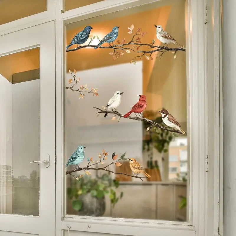 Bird Branches Window Stickers Removable Bedroom Home Decoration Qme