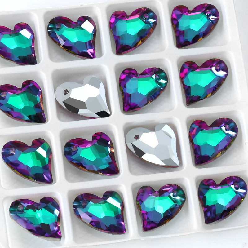 17mm Austria 6261 Devoted 2 U Heart Pendant Loose Rhinestone Charms Beads for Jewelry Making Bracelet Necklace Earrings DIY Qme 001VO 14x17mm-12pcs