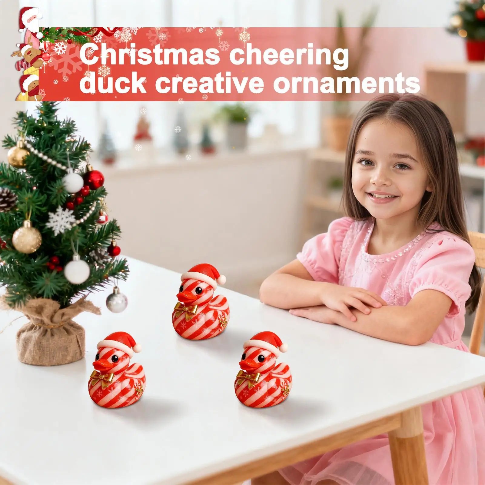 Resin Ducks Gingerbread Tiny Christmas Cute Holiday Tree Candy Cane Qme