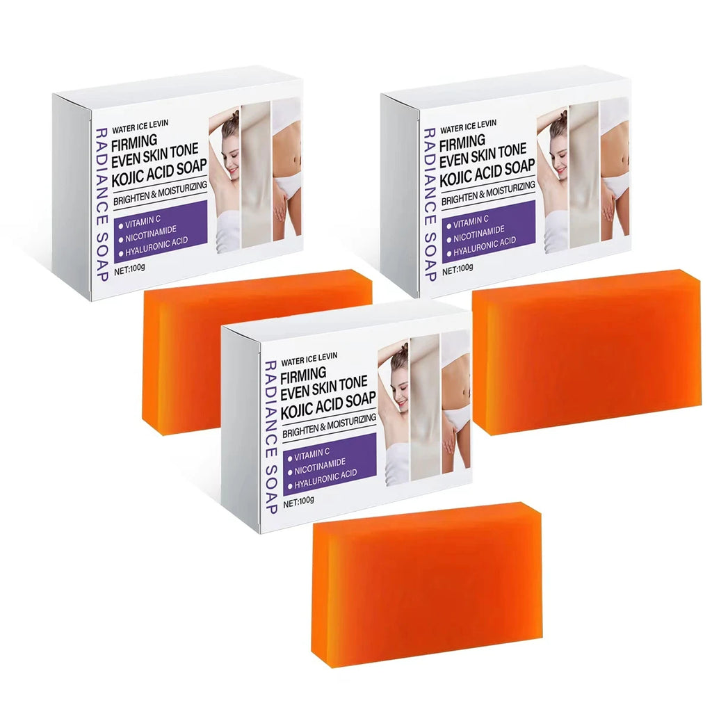 Radiance Kojic Acid Soap with Vitamin C & Niacinamide - Brightening, Firming & Even Skin Tone Bar for Glowing Skin Qme Lavender 100g