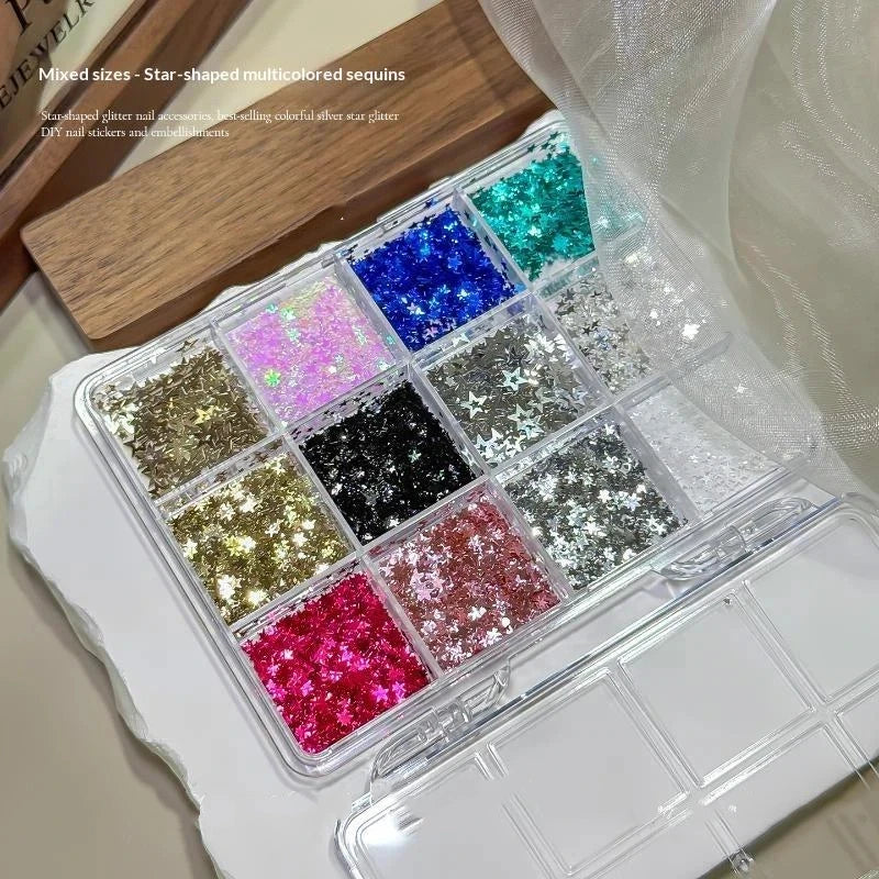 Manicure Glitter Decoration 1 Box Mini Ultra Thin Round Wave Dot Star Qme A2