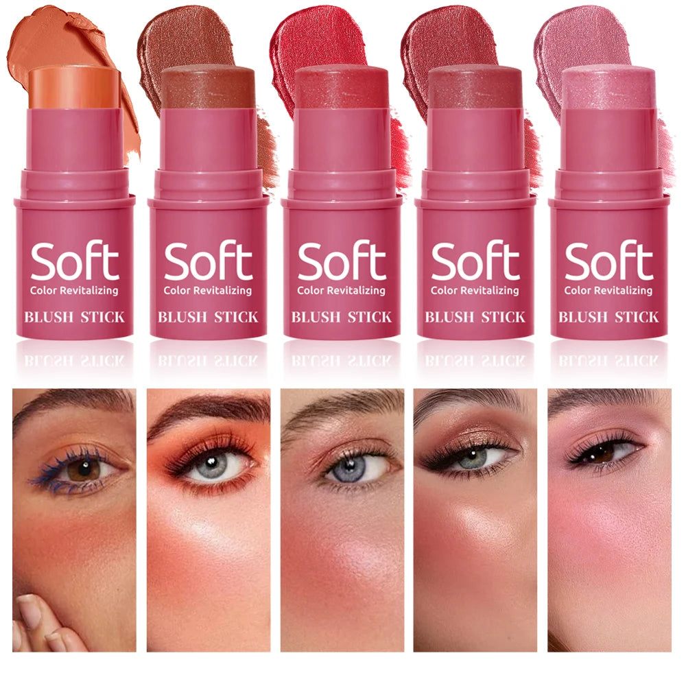 3 In 1 Multifunctional Blush Stick, Natural Matte Nude Makeup Brightening Skin Tone Makeup Stick, For Daily Face Makeup Qme