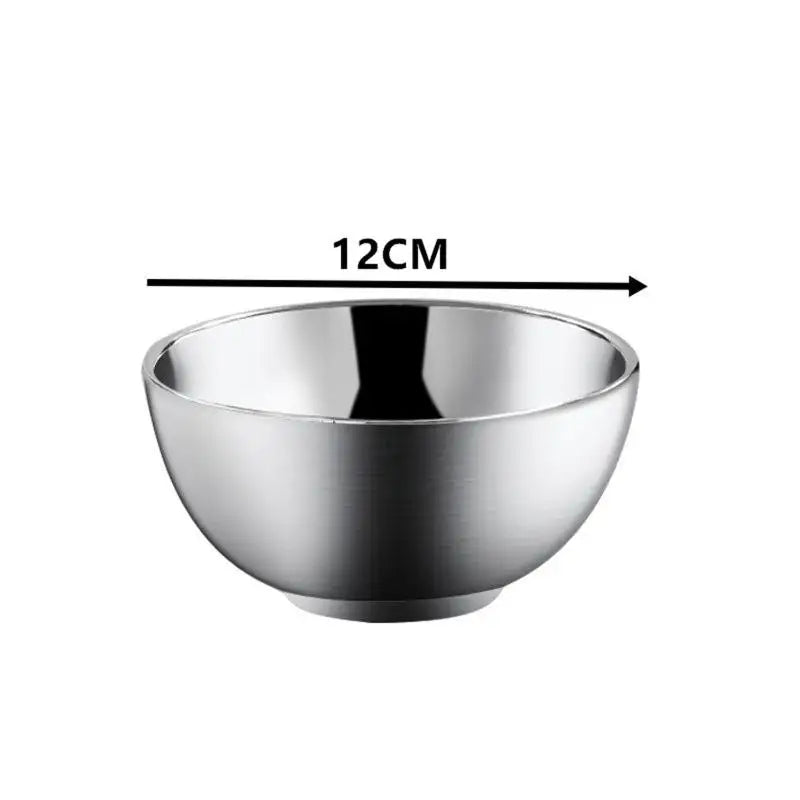 Stainless Steel Threaded Rice Bowl Dough Round Soup Double Layer Qme 12CM