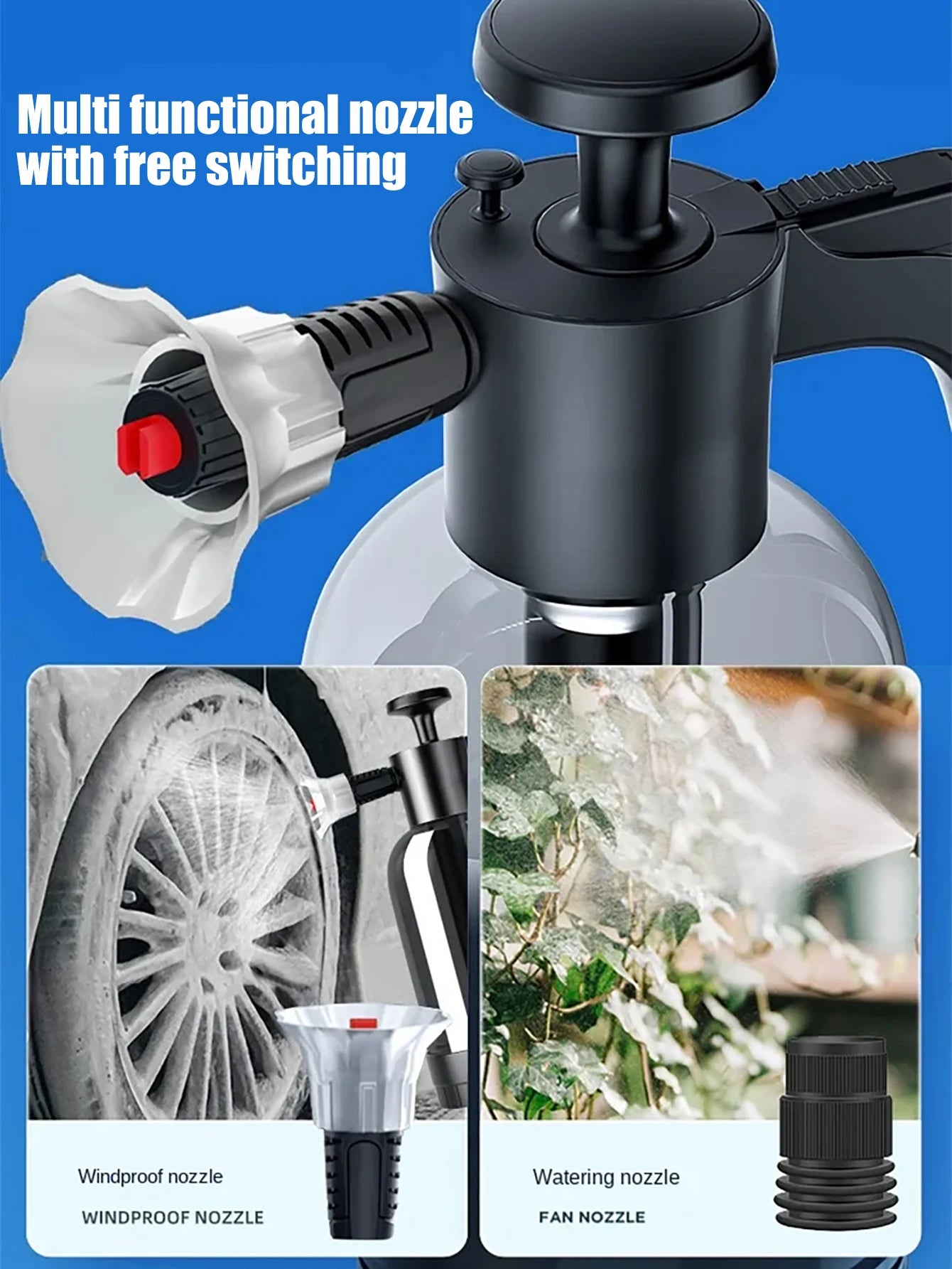 Foam Sprayer Car Wash Hand-held Watering Can Air Pressure Plastic Qme