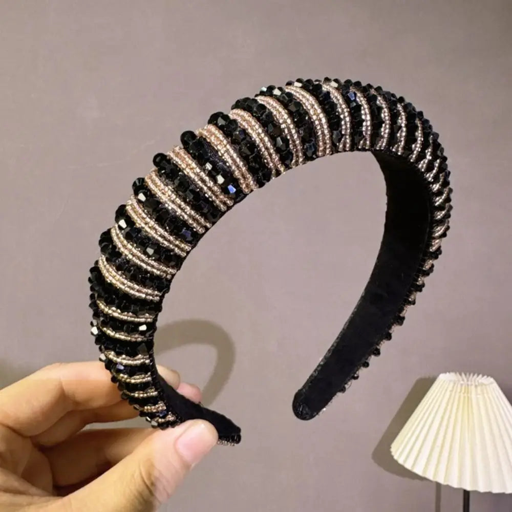 Luxury Elegant Baroque Crystal Headband Beads Blingbling Sponge Qme