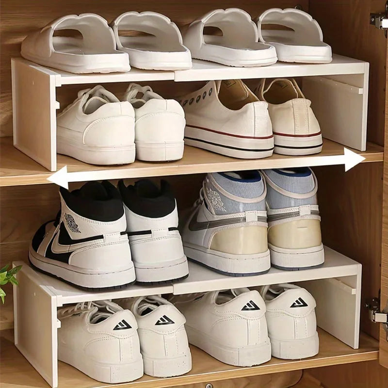 Expandable Storage Shelf, Shoe Rack with Tiered Dividers, Closet Organizer, Wardrobe Storage Cabinet, Desktop Organizer Board Qme