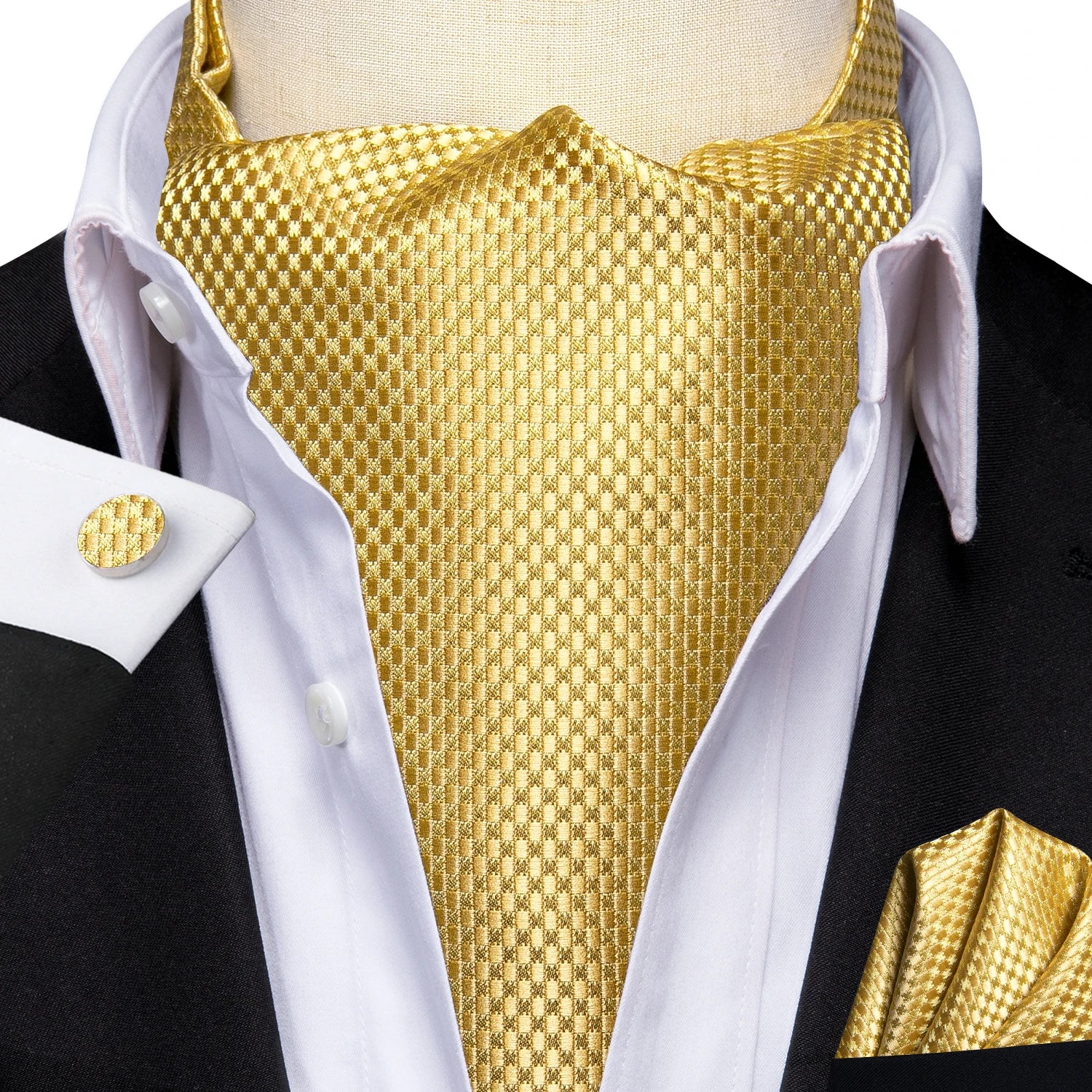Silk Mens Ascot Black Pink Blue Red Gold Green Purple White Beige