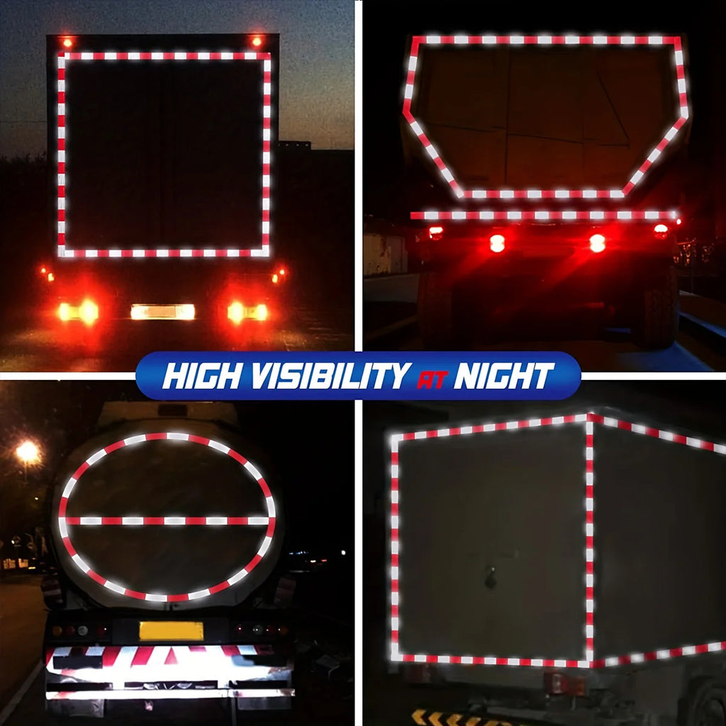 Reflective Safety Tape DOT-C2 Waterproof Adhesive Conspicuity Tape for Trailer, Outdoor, Cars, Trucks Qme