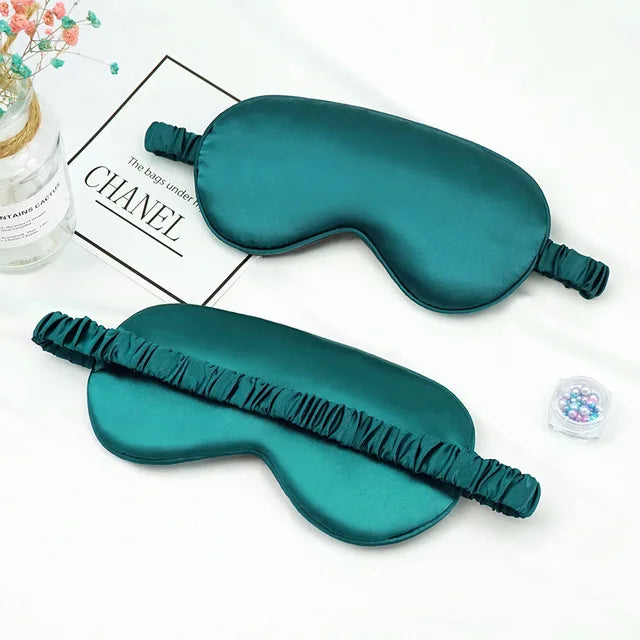 Eye Patch Soft Silk Sleep Mask Eye Masks Coversfor Sleep 100% Blackout Zero Eye Pressure Blindfold with Adjustable Strap Mask Qme Green