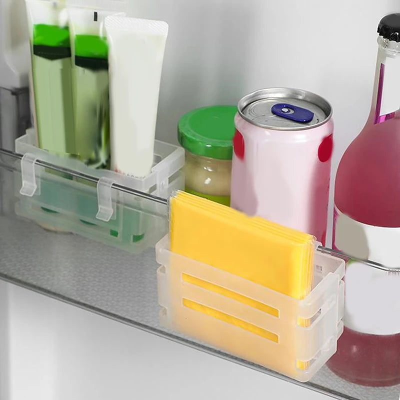 Door Telescopic Storage Box Cheese Slices Organize Case Snap Qme