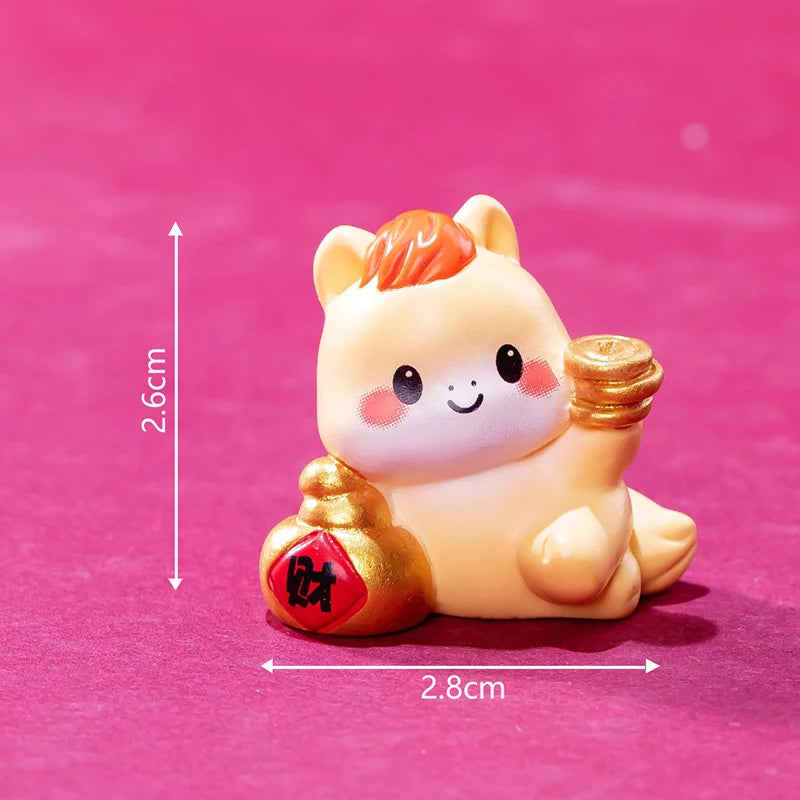 2026 Year Figurines Miniatures Cartoon Lucky Horse Micro Landscape Qme A2