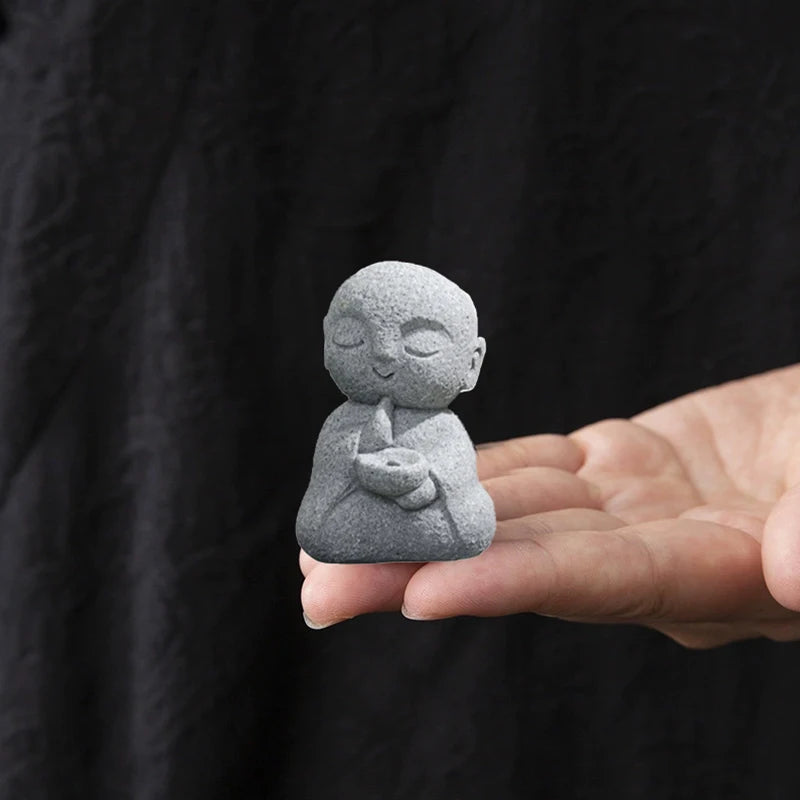 Sandstone Buddha Incense Stick Holder Japanese Jizo Monk Sticks Zen Qme