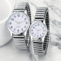 2pcs Simple Digital Steel Band Quartz Watch, Daily Wear Couple Watch Qme Silver
