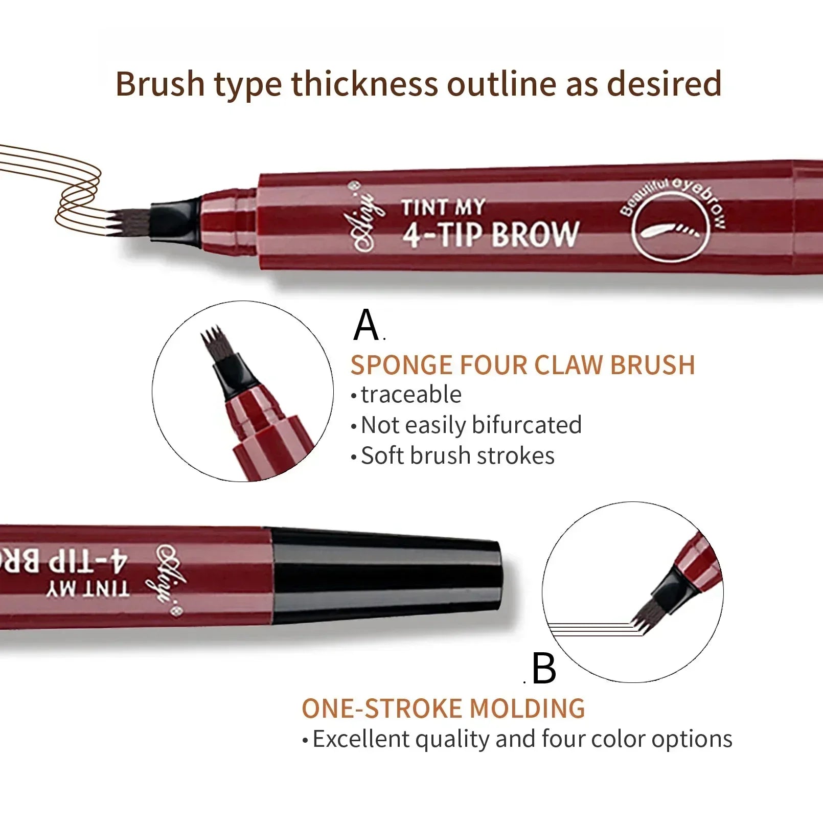 4-Tip Microblading Eyebrow Pencil Waterproof Smudge-proof Natural Qme